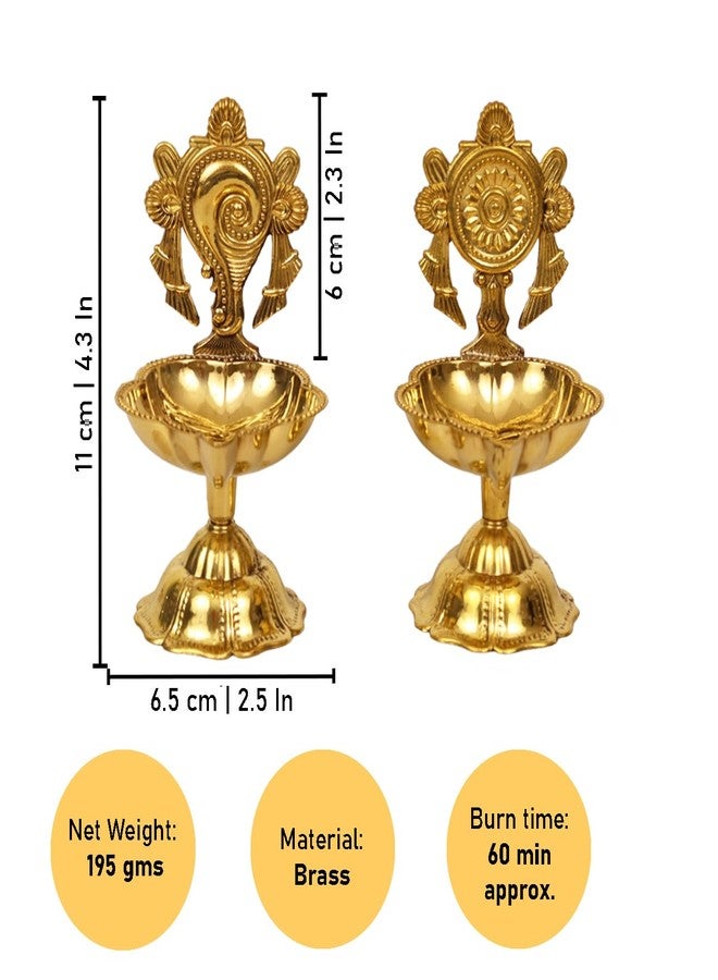 Spillbox ضياء نحاسية لبوجا | بوجا آرتي | مصباح زيت آرتي ديباك ديبام للمنزل، هدايا ديكور لمعبد بوجا - مجموعة شانكو شاكرا ستار ديا (متوسط) - Image 5
